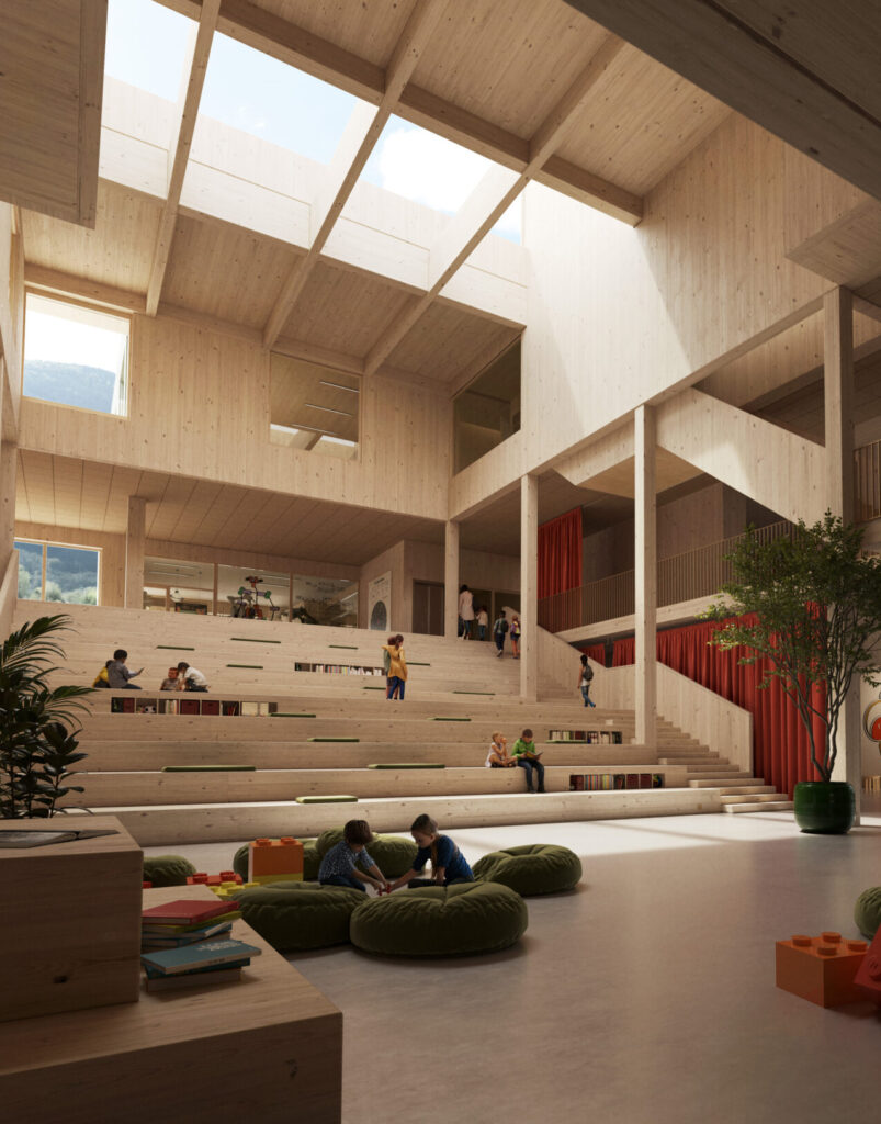 Interiør-perspektiv av skolens hjerte